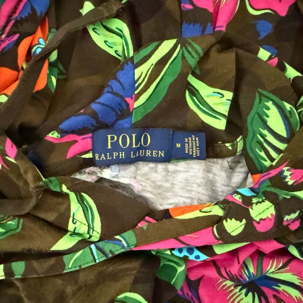 Polo Ralph Lauren Brown Hoodie with Vibrant Floral Print Size Medium - Picture 7 of 7